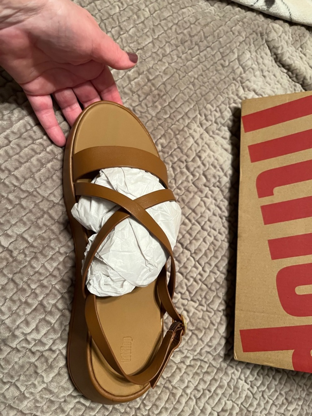FitFlop Leather Crisscross Sandals - Brown - Picture 5 of 11